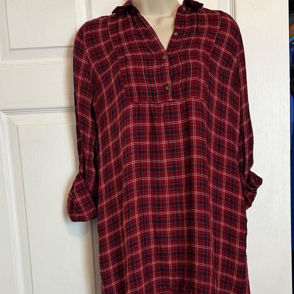 Abercrombie & Fitch Soft material Plaid Red Women's Top